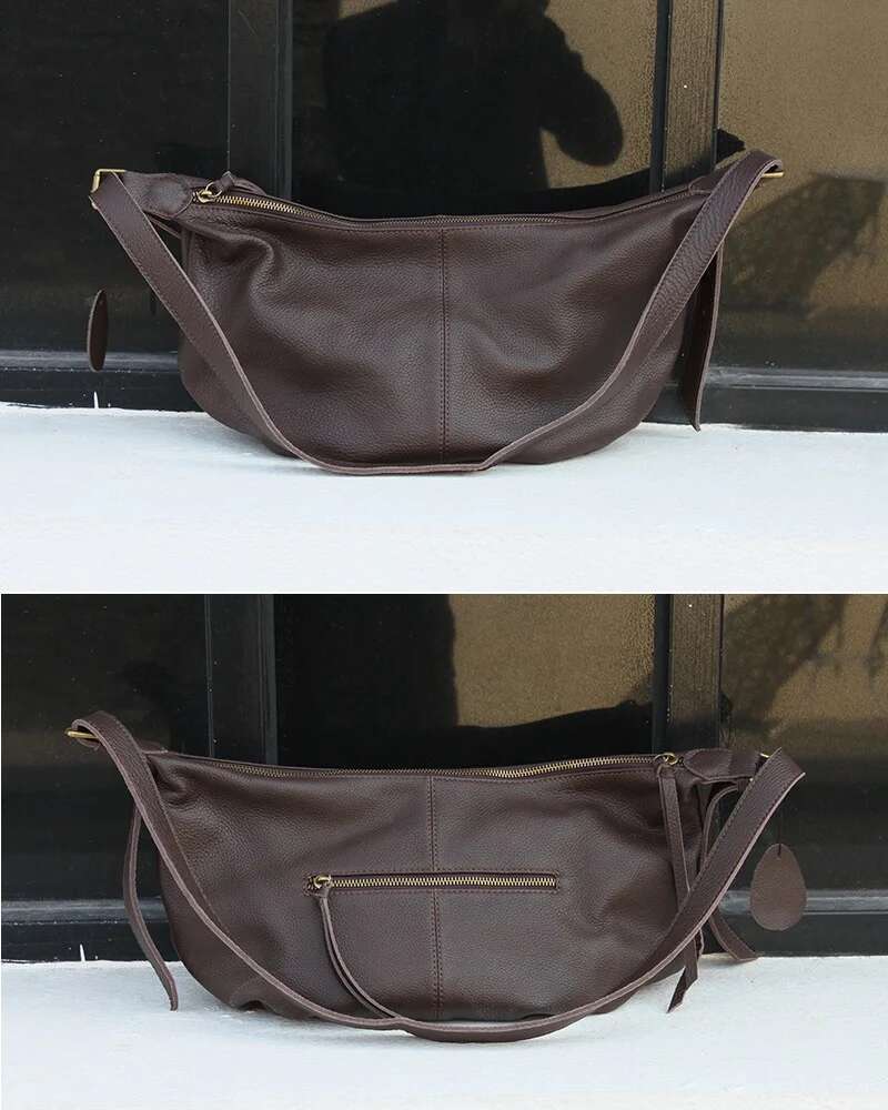 New Hobos Casual Genuine Leather Women's Bags Large Capacity Tote 2024 Trendy Soft Cowhide Single Shoulder Crossbody Bag