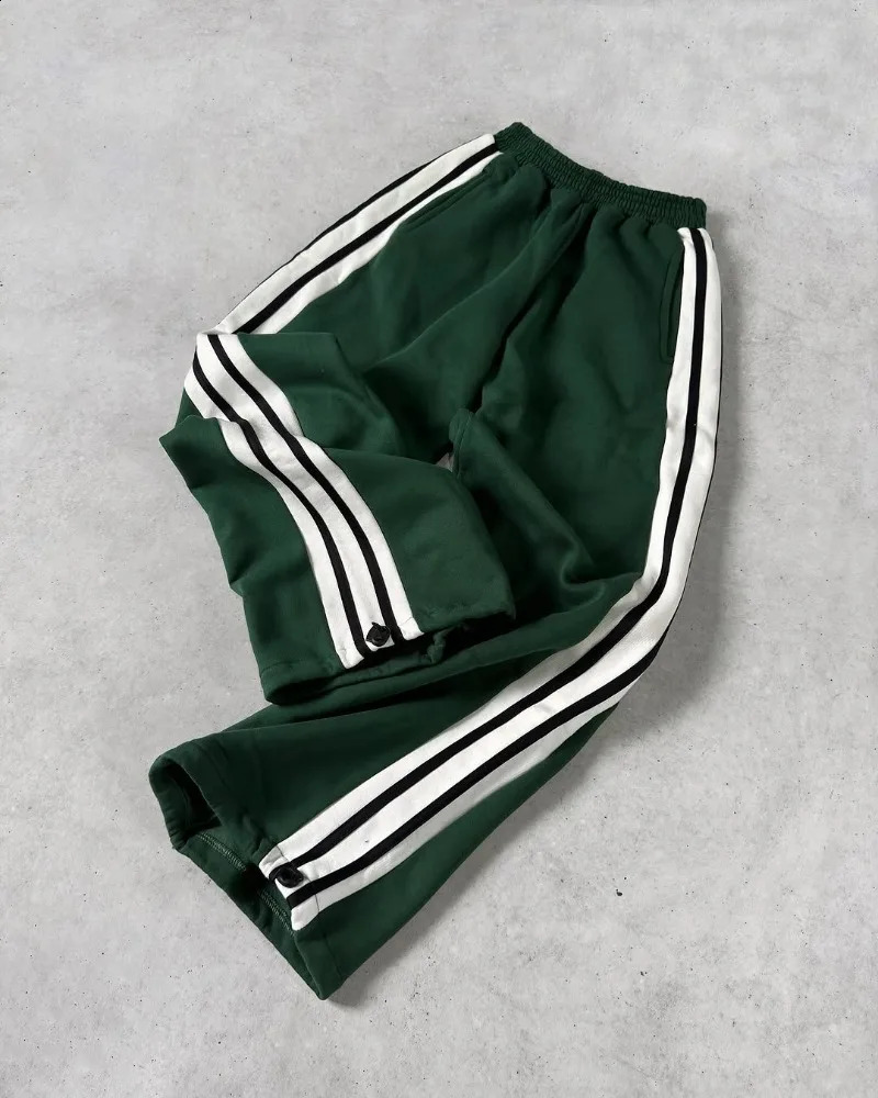Y2k Mens Casual Trousers Gothic Hip Hop Rock Striped Fashion High Waist Wide Leg Pants Retro Extra Large Knitted Womens 250317