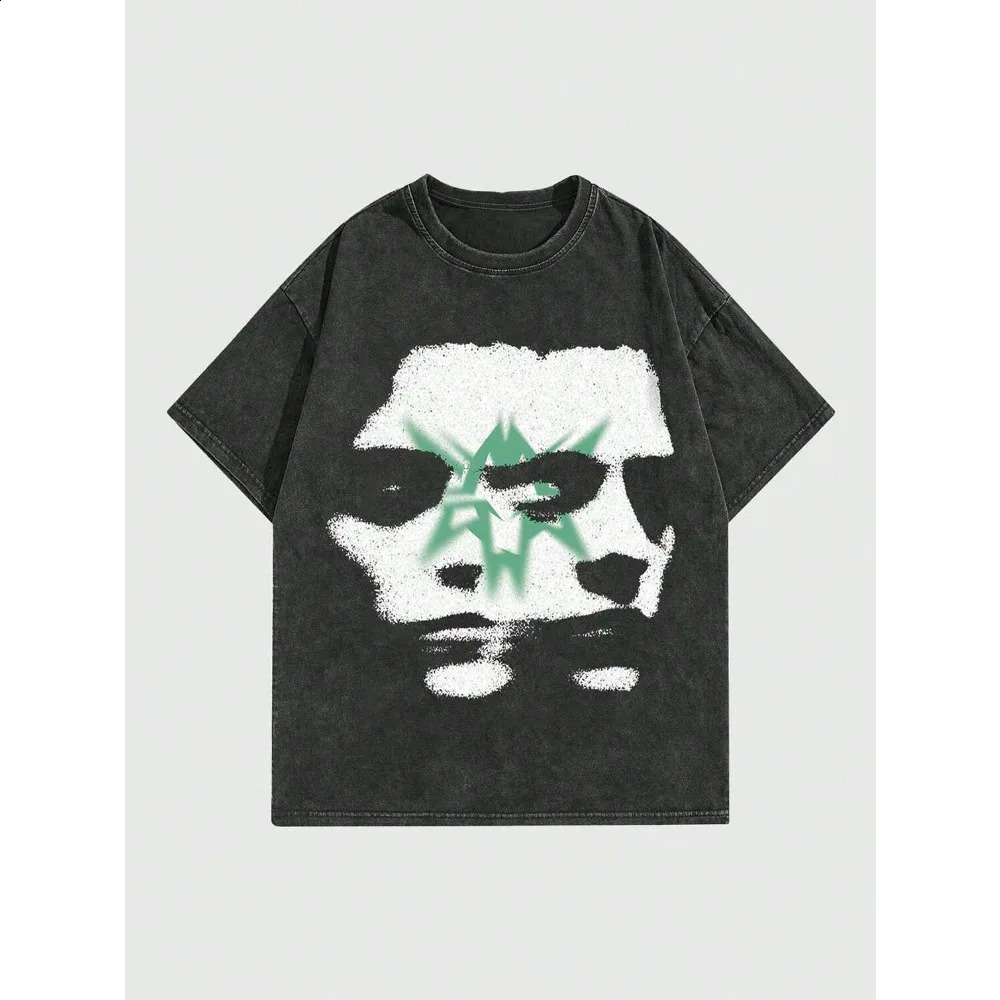 Europe and The United States Retro Blouse Loose Street Trend Fashion Movement Y2k Do Old T-shirt Men and Women Short Sleeves 250317