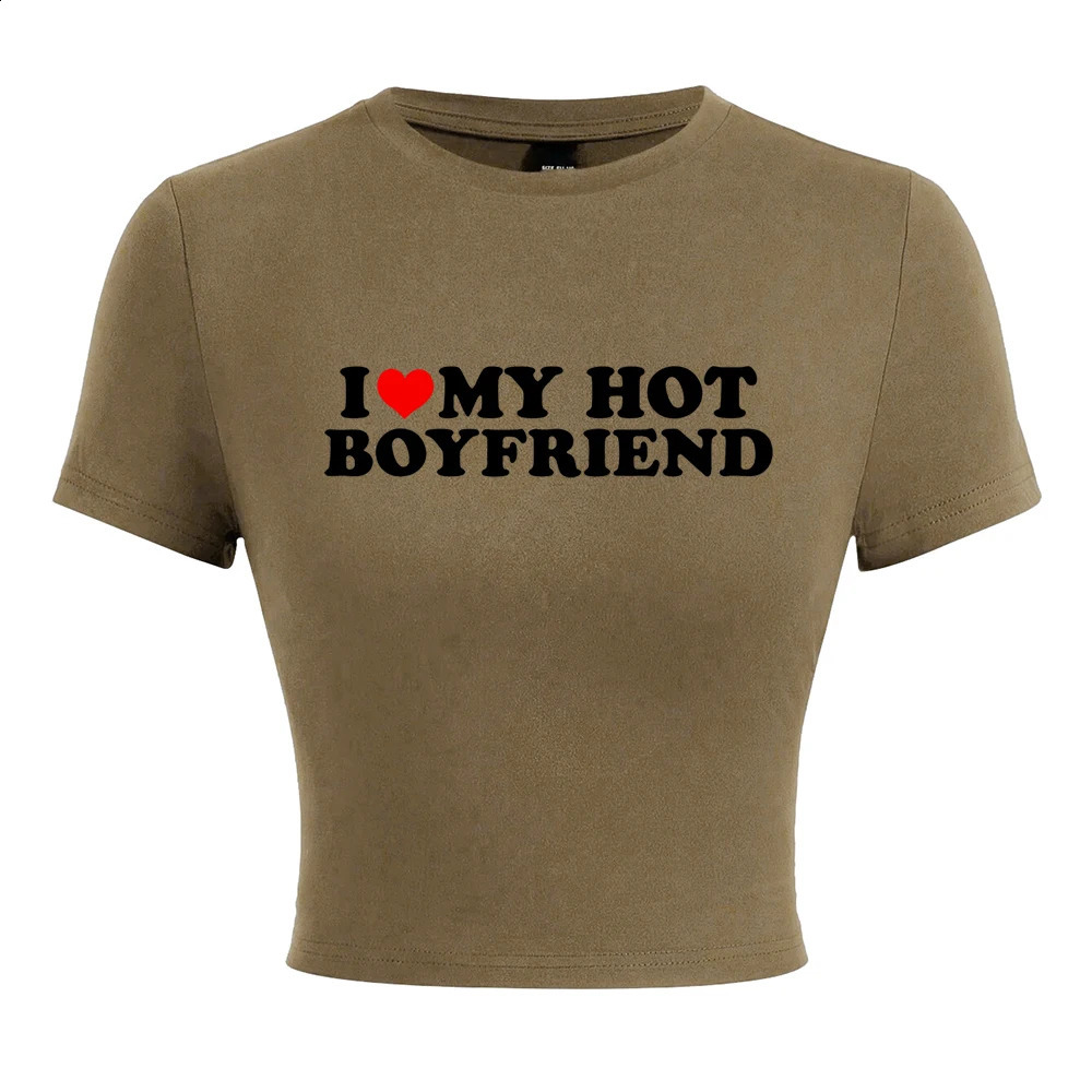 I Love My Boyfriend Print Tshirt Women Hip Hop Summer Tops Street Harajuku Short TShirtelastic Comfortable Tshirts Female 250311