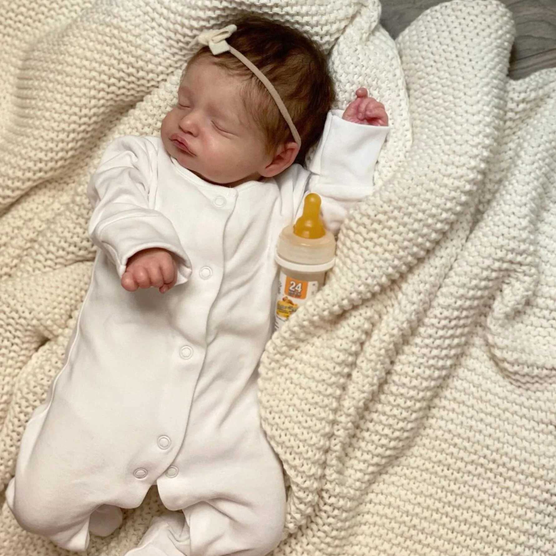 19 inch One Pcs 3D skin with visible veins 48cm fabric body soft silicone sleep regeneration baby doll toy W250320