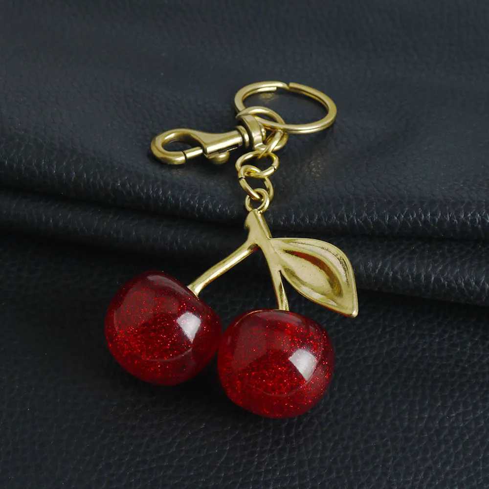 Fashionable and delicious red cherry keychain summer fruit cherry pendant keychain womens jewelry bag accessories giftsXJ250319