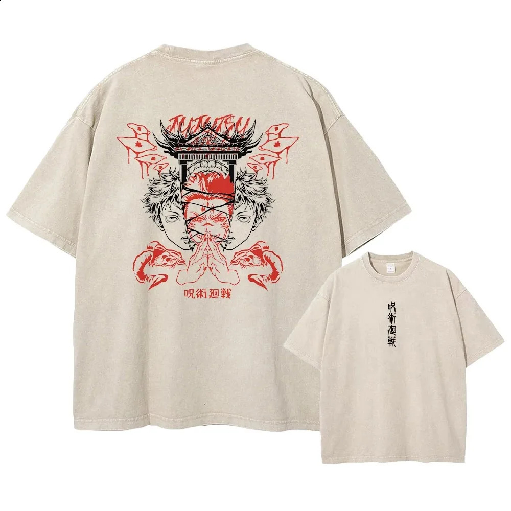 Jujutsu Kaisen Hip Hop Street Clothing Harajuku T-shirt Printed Mens Summer Short sleeved T-shirt Cotton Loose Top T-shirt 250317