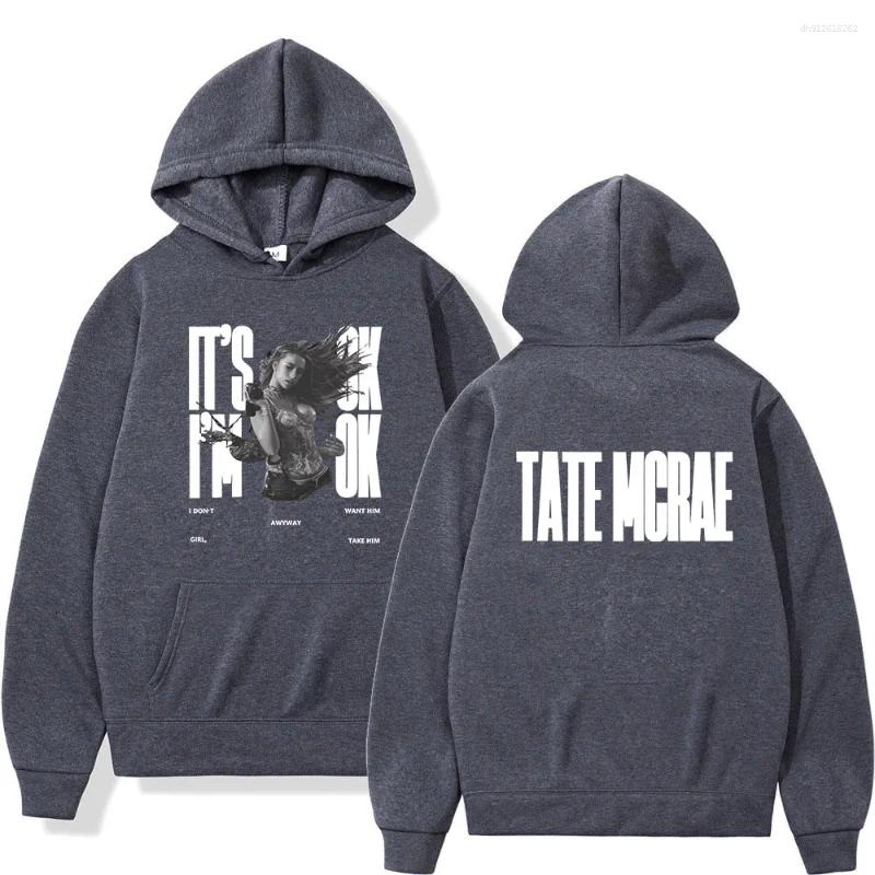 Men's Hoodies Tate McRae It's Ok I'm Merch Men Women Clothing Fashion Harajuku Oversized Hooded Sweatshirts Pullover Streetwear Y2K