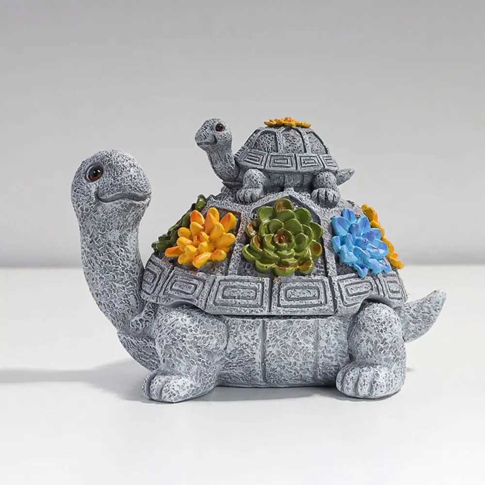 Heat Resistant Resin Turtle Ashtray Washable Cartoon Sea Turtle Ornament With Lid Desktop Ash Container Decoration AccessoriesC250319