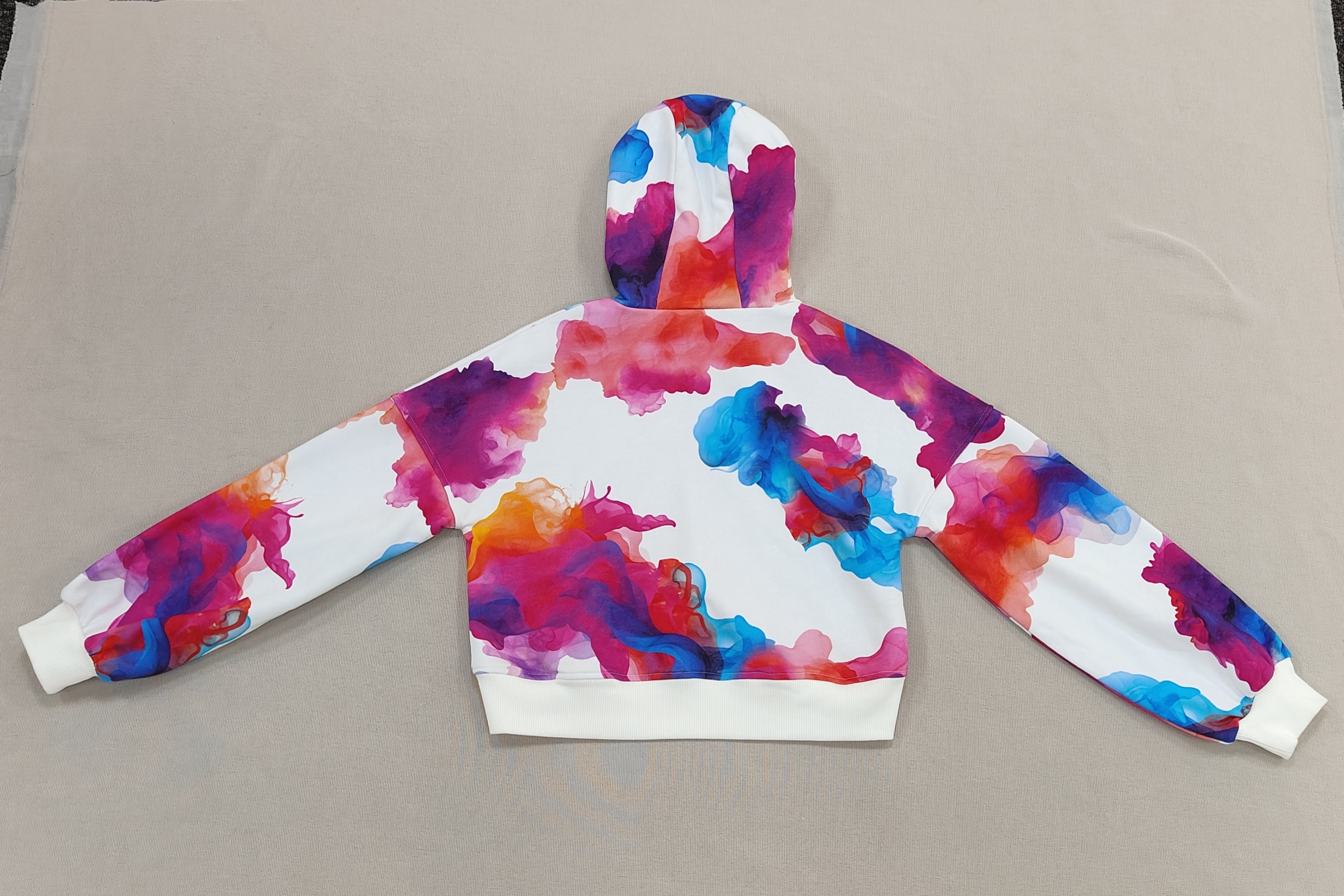Tie-dye Hoodie Activewear Sportswear Outdoor Hooded Top Casual Athleisure Clothes Running Sweatshirt with X-ribbed Hem