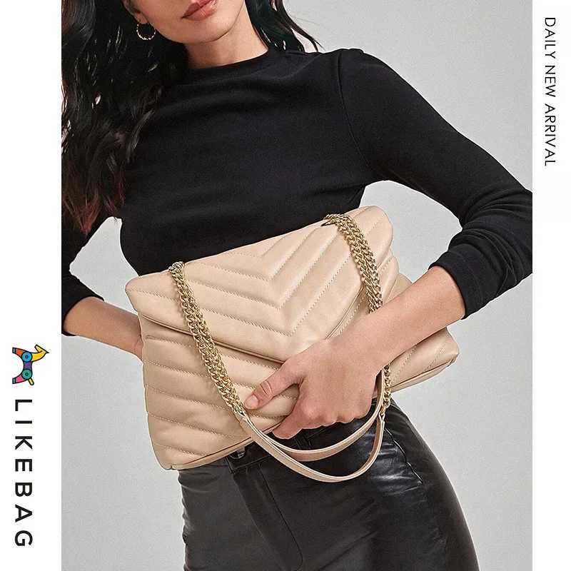 Versatile Metal Chain Embroidery Bag Cross Border Marketing Single Shoulder Slant Bag Womens V-shaped Handbag Y250319