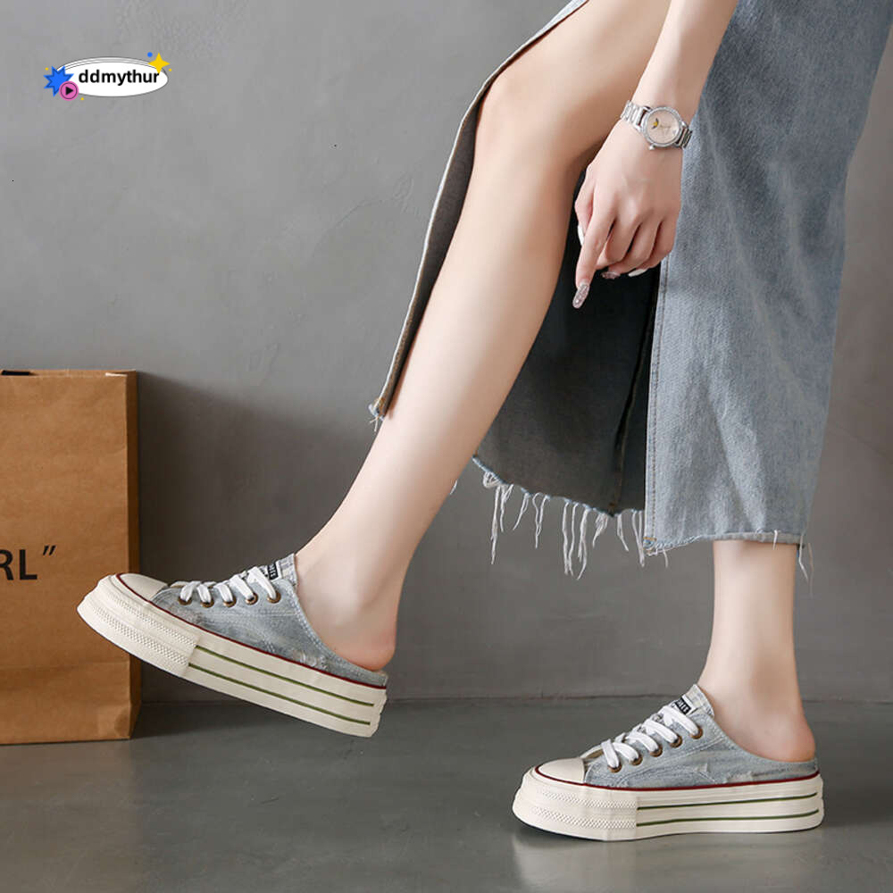 CRLAYDK Classic Women's Canvas Sneakers Slip On Mule Backless Fashion Walking Shoes for Summer Loafers Casual Clipper Slides ddmythur