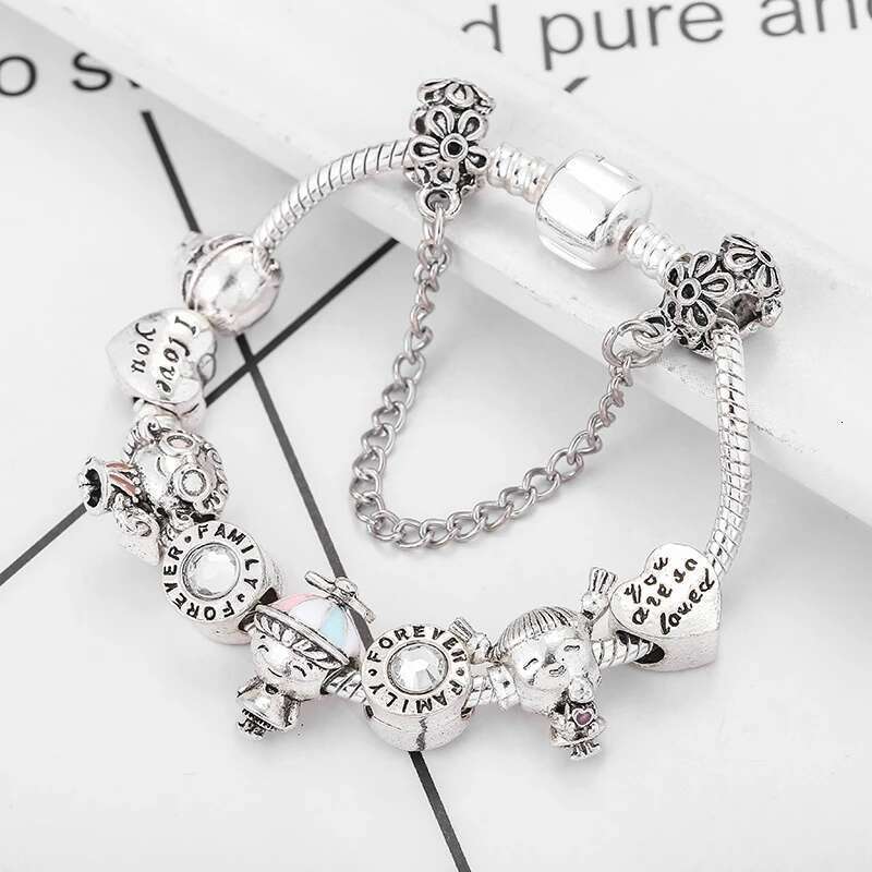 Forever Love Family Beads Charm Bracelet Bangle For Women Men Boy Girl Grandpa Grandma Beads Bracelets Meaningful Jewelry Gift
