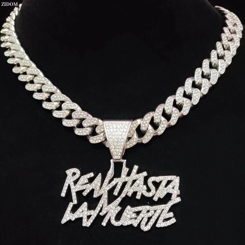 Hip Hop Letter Pendant Cuban Necklace For Women Men Shimmering Rhinestone Gold Silver Color Fashion Punk Style Party Jewelry 250320