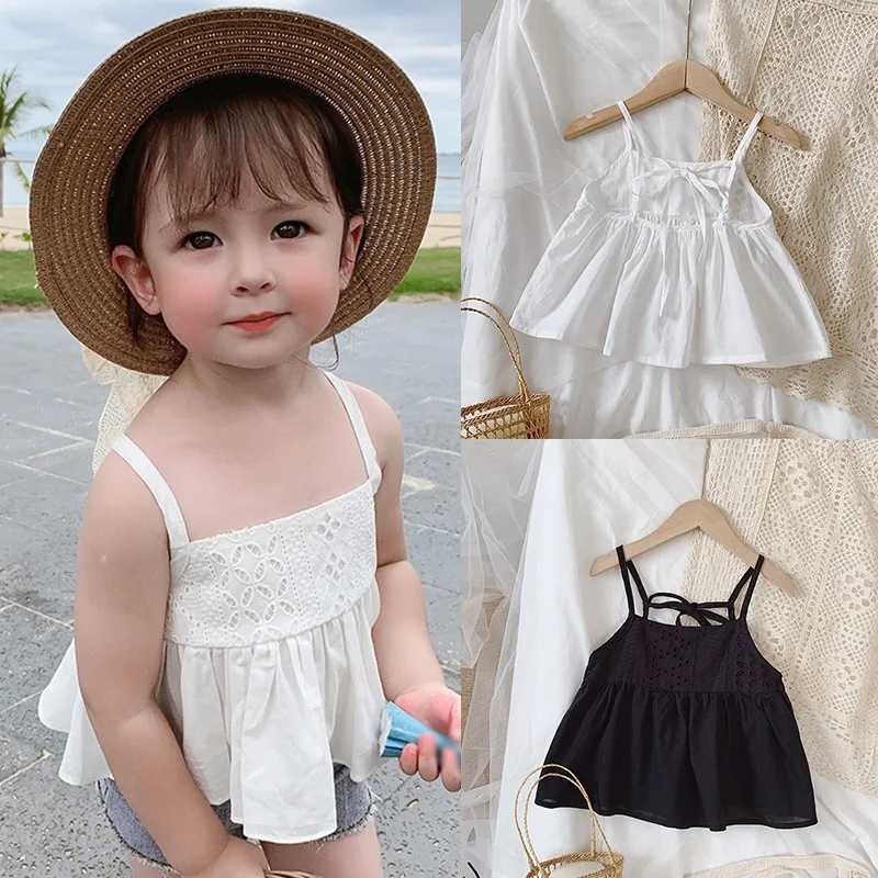 Autumn Kids Girls Sweet Sling Sleeveles T-shirt Children Casual Clothes Short Princess Dress Toddler Solid Color Bow VestT250320