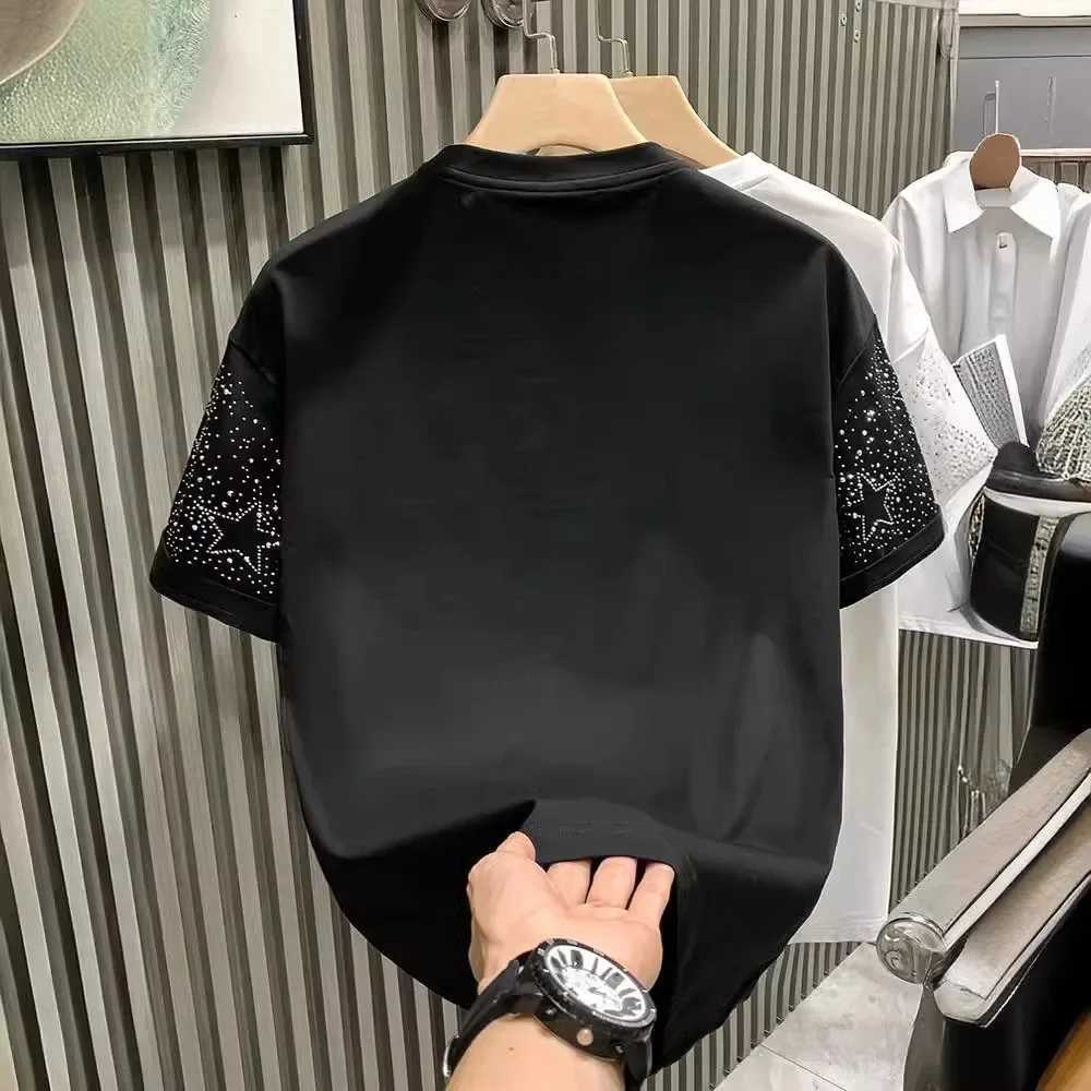 Fashion Trend European Style Luxury Mens Short Sleeve T-shirt Star Embroidery Internet Celebrity Hot Selling Niche Half Sleeve T-shirtT250319