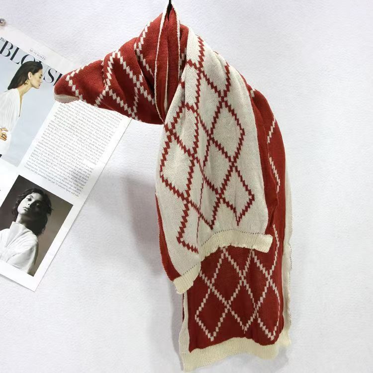 T38! Knitted scarf for men and women, warm, couples and children, autumn and winter, trendy and versatile scarf