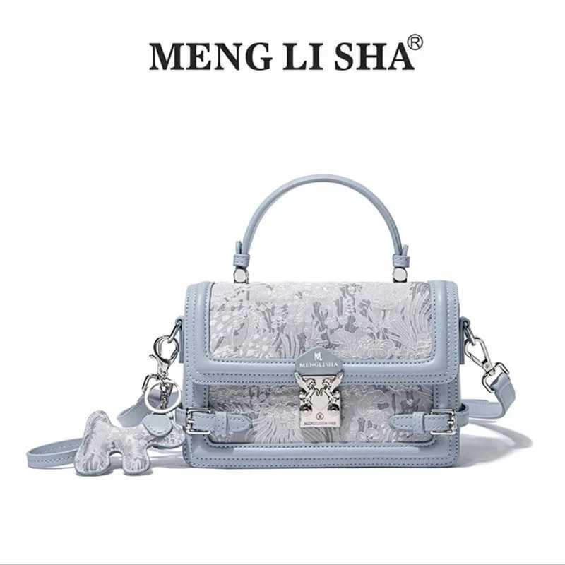 Menglisha 2024 New High end Lock Embroidered Small Square Bag Fashion Single Shoulder Diagonal Cross Bag Y250319