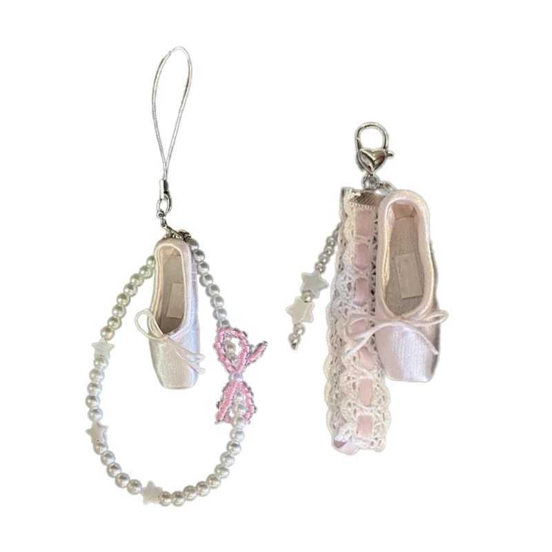 Elegant ballet slide bag pendant with bow decoration phone chain keychainXJ250319