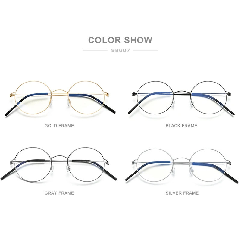 FONEX Screwless Eyeglasses Frame Men Women Round Morten Denmark Korean Glasses Frame Alloy Eyewear 98607 250228