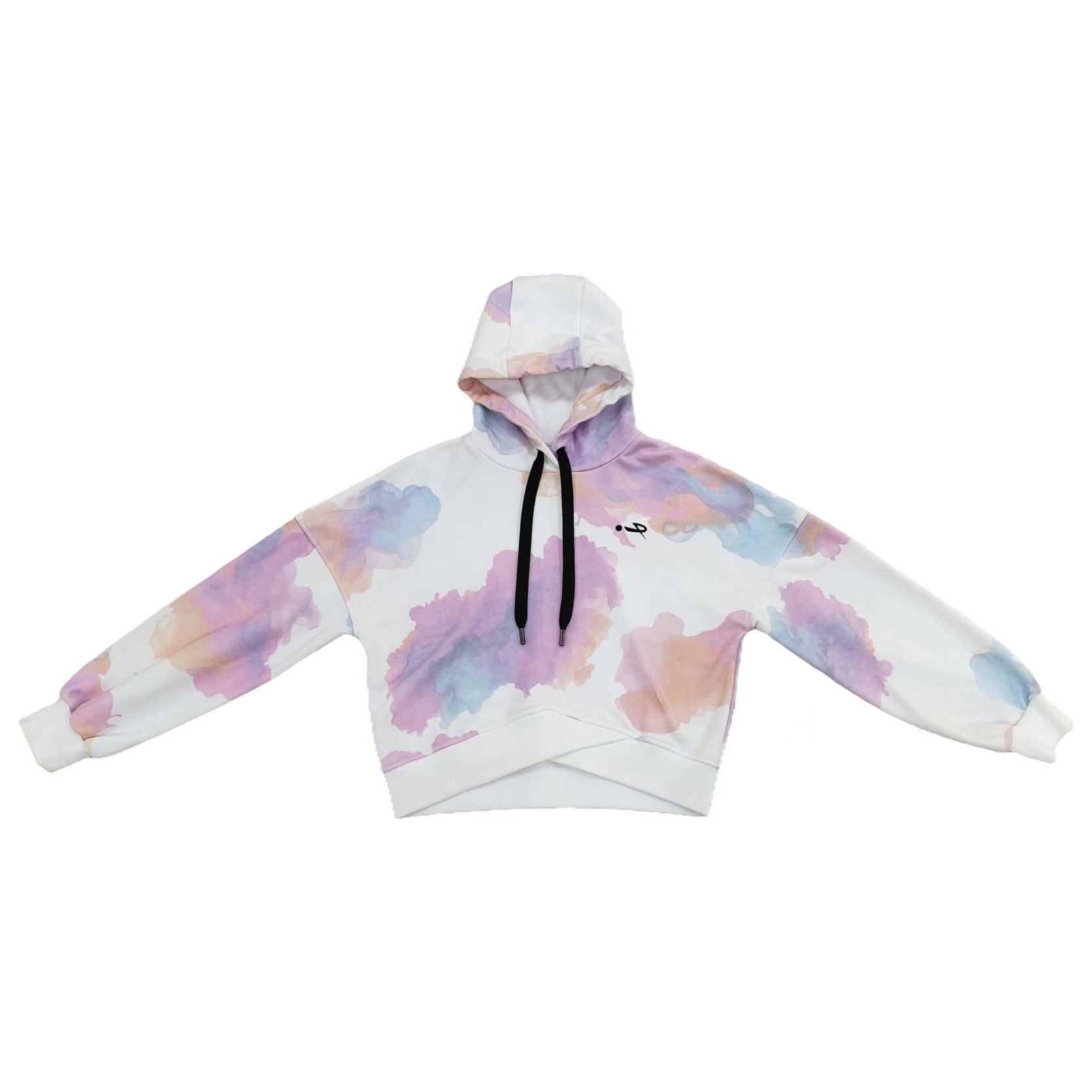 Wonmen's White Tie-dye Activewear Outdoor Hooded Top Drawstring Sports Hoodie Casual Athleisure Clothes Running Sweatshirt with X-ribbed Hem