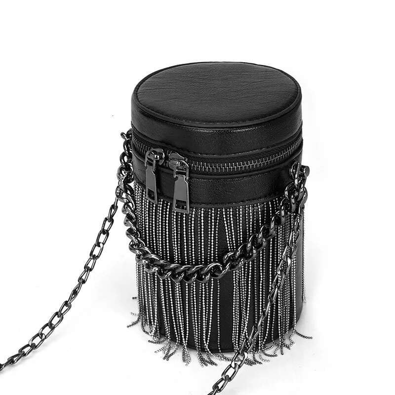 Fashion Tassel Bucket Bag For Women Messenger Black Ladies Handbags And Purse Chain Design Female Shoulder Bag Mini Bolsas