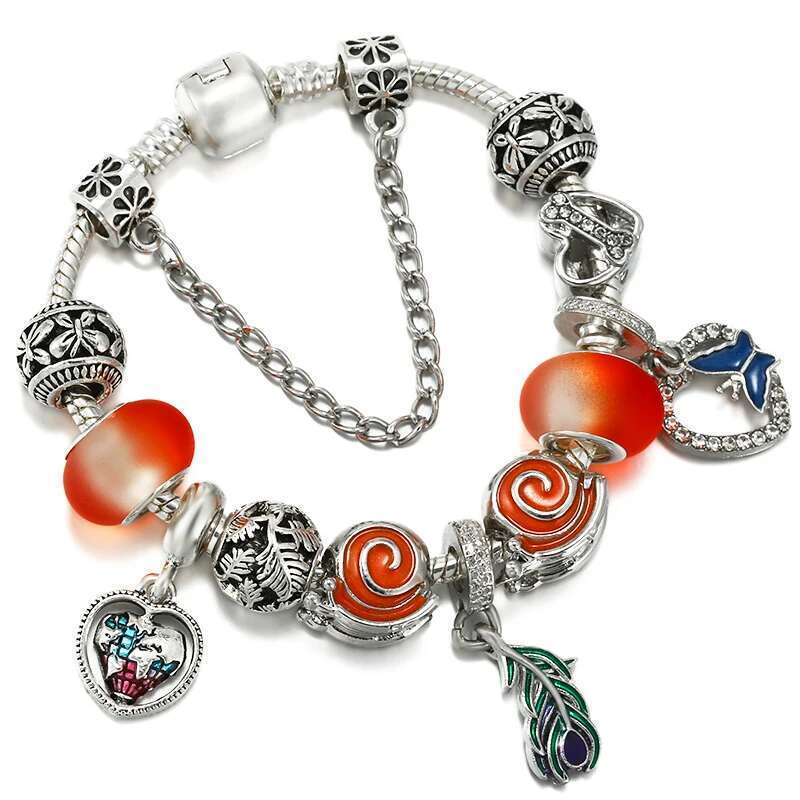 Shinning Rhie Star Beads Charm Bracelets With Snake Chain Brand Bracelets For Women Bijoux Pulseras Jewelry Gift