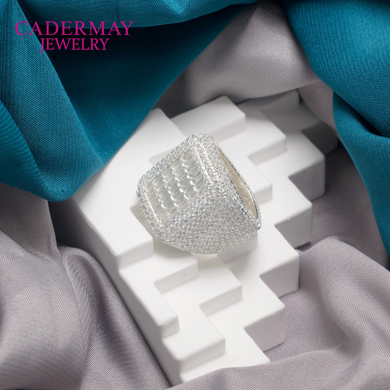 Hiphop Jewelry D VVS Moissanite Square Ring Custom Iced Out Baguette Cut 925 Sterling Silver Championship Ring Men