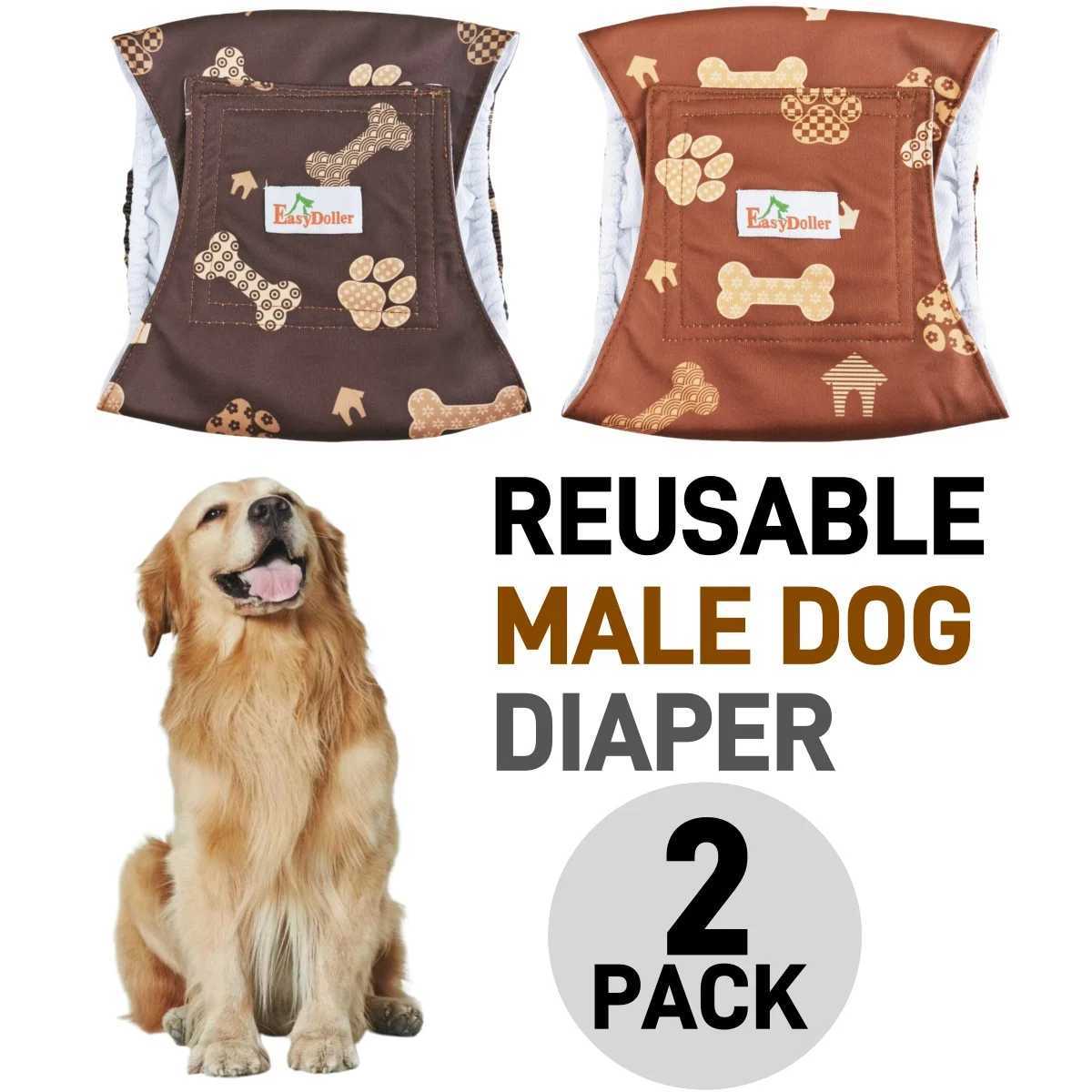 2 packs of washable male dog diapers reusable pet hygiene underwear for napping abdominal belt packaging used for incontinence and training dog diaper