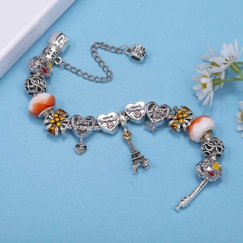 Silver Color Noble Tower Charm Bracelet For Women Fits DIY Brand Bracelets Bangles Pulseiras Jewelry Gift Special Offer