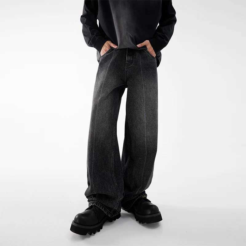 Autumn and winter mens 88% cotton bag jeans street fashion straight wide legs casual denim high-quality mens clothingT250319