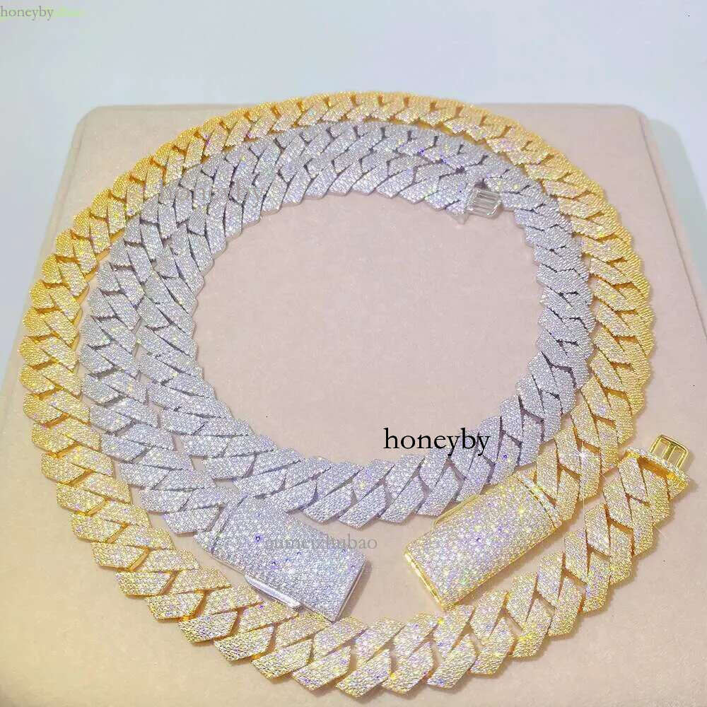 Passed Vvs Test Hip Hop Jewelry Necklace 15mm GRA Ice Out Moissanite Dia Cuban Chain Popular with Rappers
