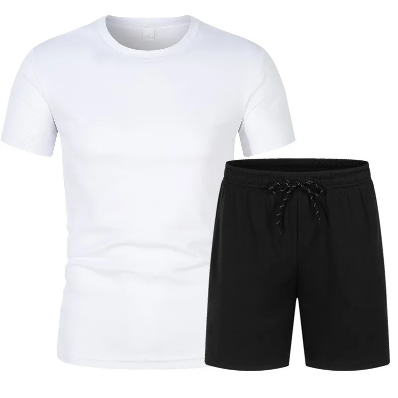 Summer Trendy Leisure Sports Short sleeved Summer Unhooded Drawstring Shorts Loose Regular Mesh Sports Set 250320