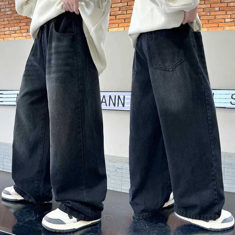 Boys pants spring and summer new styles childrens straight leg jeans medium and large childrens loose casual pantsT250326