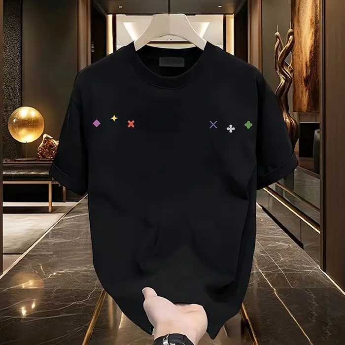 Summer New American Style Cool and Stylish Design Printed Plus Size Short Sleeved T-shirt for Mens Luxury Brand Plus Size TopT250319