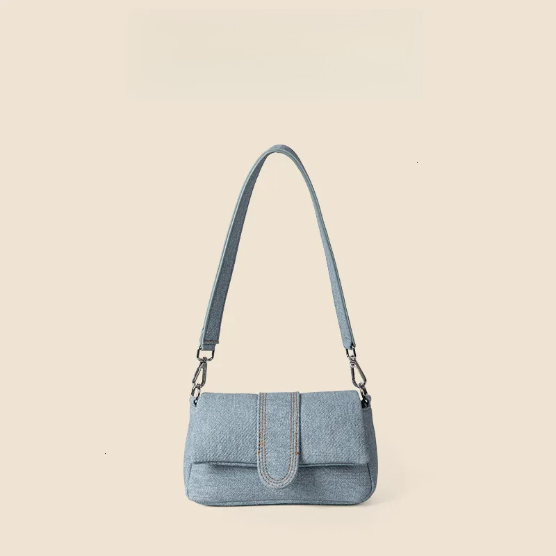 2025S Fashion Designer Spring Minimalist Underarm Single Shoulder Flip For Women S Fashion Trend New High End PU Denim Bag