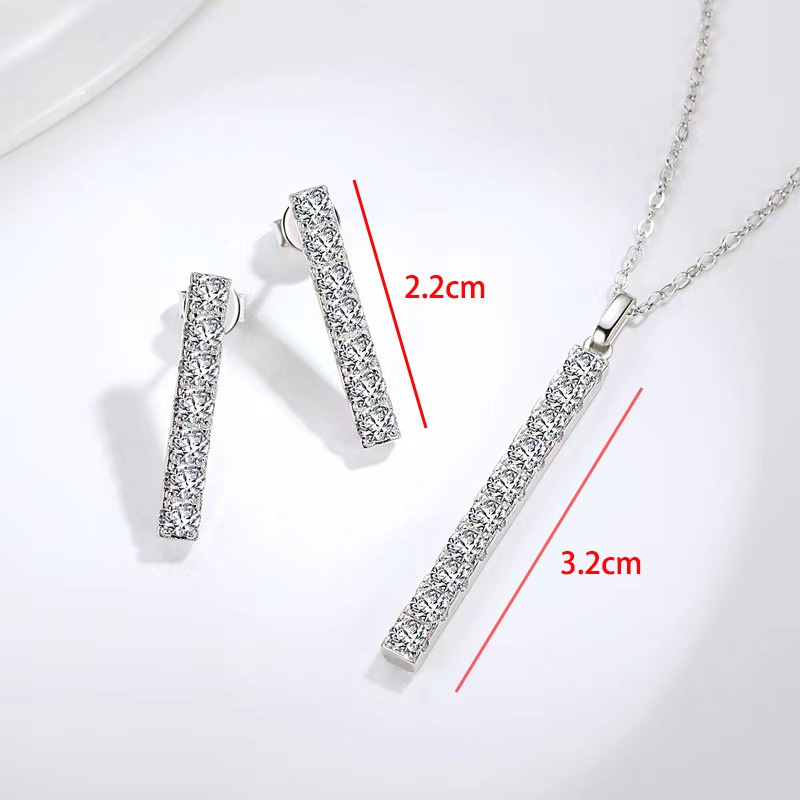 S925 Silver Moissanite Tennis Earrings Necklace White Gold Finish 3mm D Color Moissanite Diamond Stud Earrings Pendant Necklace
