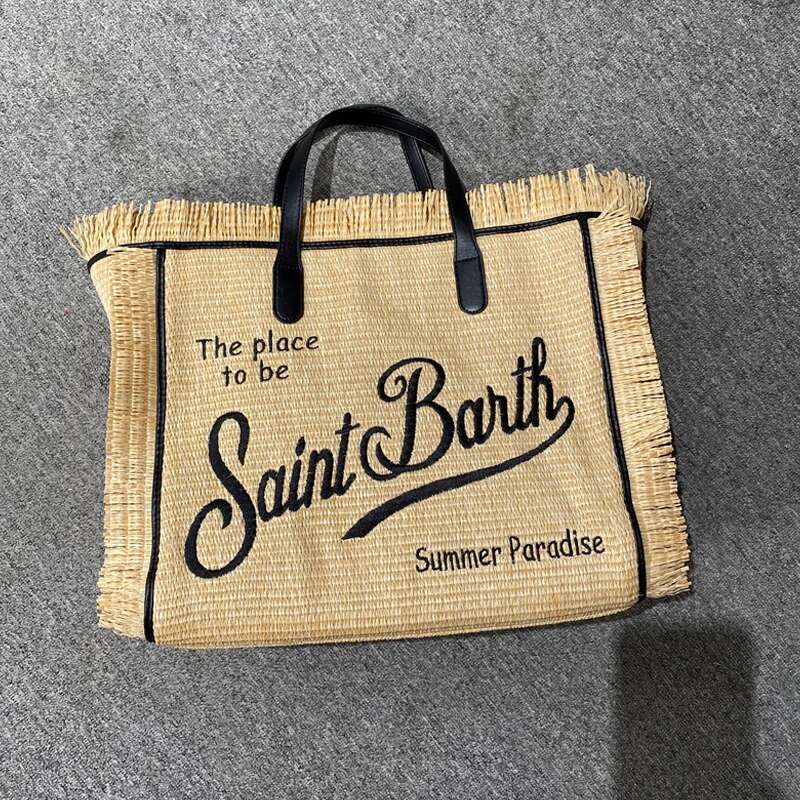 Straw Handmade Weave Bags For Women Designer Handbag Purses 2024 New Casual Letter Tassel Decoration Large Capacity Tote