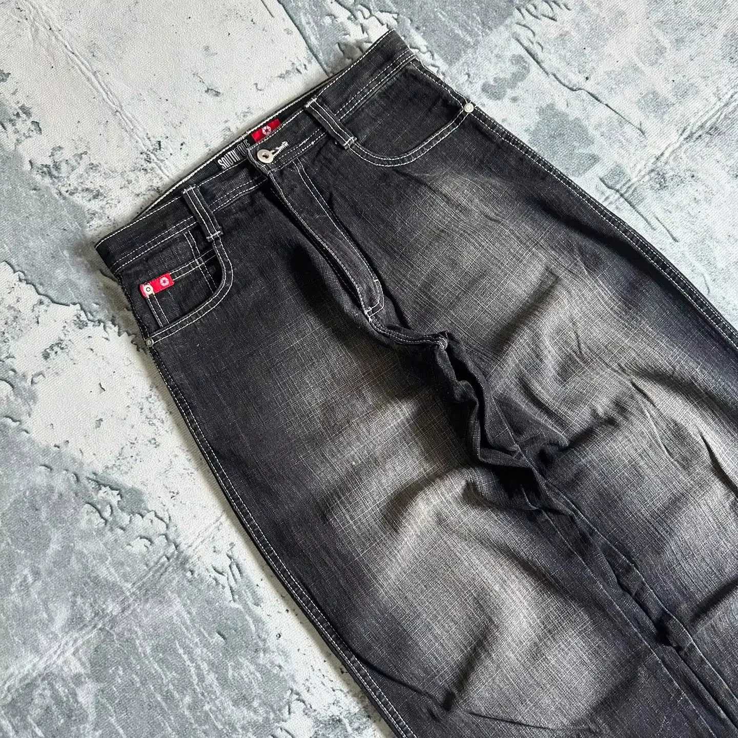 American fashion hip-hop clown oversized jeans womens street Y2K new clarity spot hot mop wide leg pants neutral loose jeansT250319