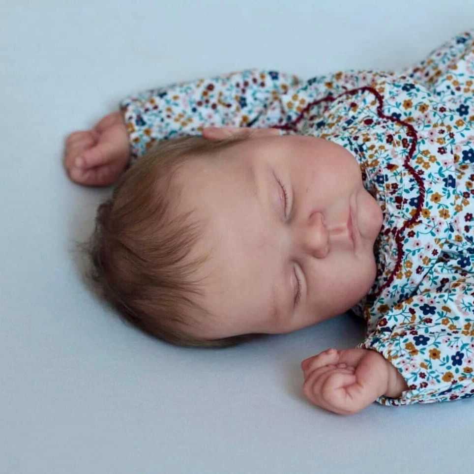 Peaches Soft Body Reborn Sleeping Baby Doll with 3D Skin Multi Layer Painting Touching Doll with Hands and Hair W250320