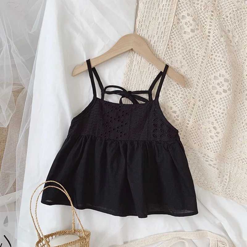 Autumn Kids Girls Sweet Sling Sleeveles T-shirt Children Casual Clothes Short Princess Dress Toddler Solid Color Bow VestT250320