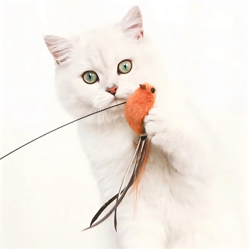 Cat toy simulation bird feather cat teasing stick epoxy suction cup steel wire long self high harmless ingredients 250320