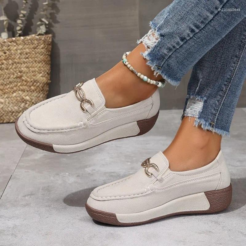 Casual Shoes Women Flat Plus Size 43 Genuine Leather Slipony Low Heels Chaussures Femme Ballet Flats Loafers