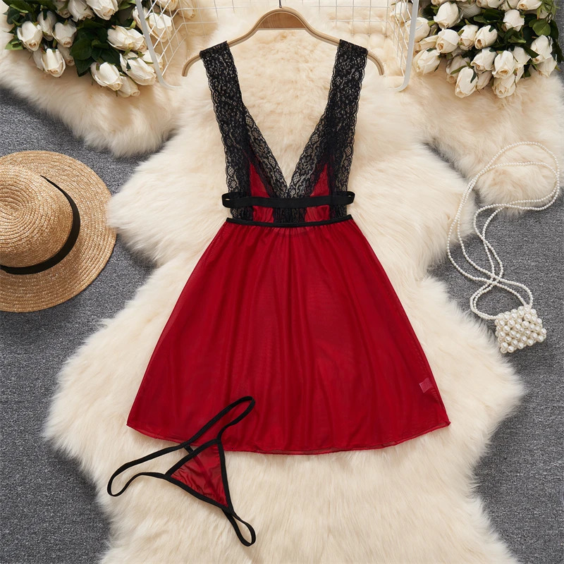 Womens 3piece exotic lingerie set lace sexy with camisole bra and underwear top pants 250320