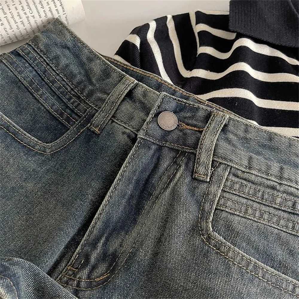 2024 Spring New Womens High Belt Anti Exposure Short Skirt Retro Dark Fashion Solid Color Short Skirt Word Cowboy SkirtXJ250320