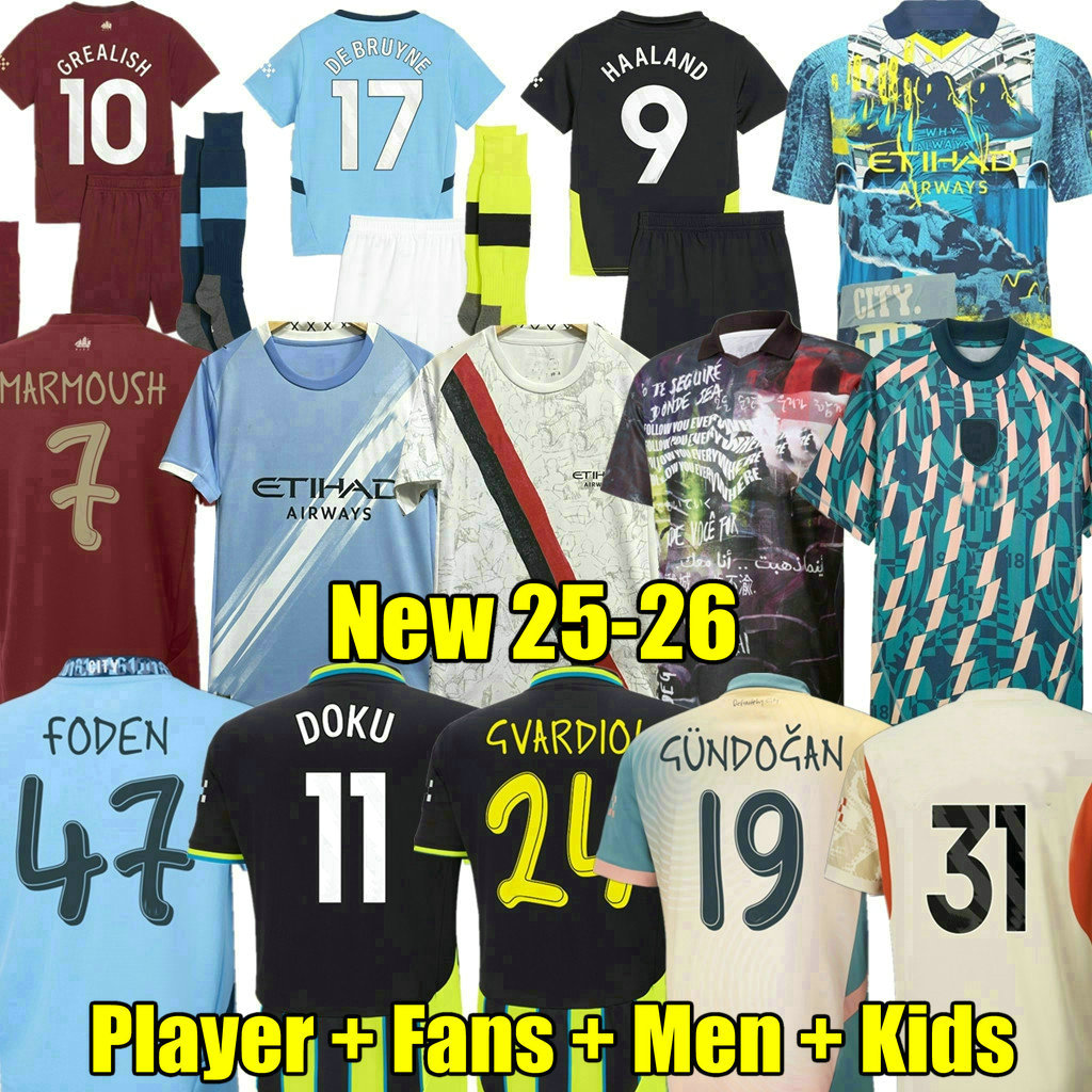 24 25 26 DE BRUYNE Soccer Jerseys HAALAND FODEN player fan 4TH GREALISH cities collection football shirt 2024 2025 2026 YTIC Man kits City Kids DOKU MARMOUSH DOKU