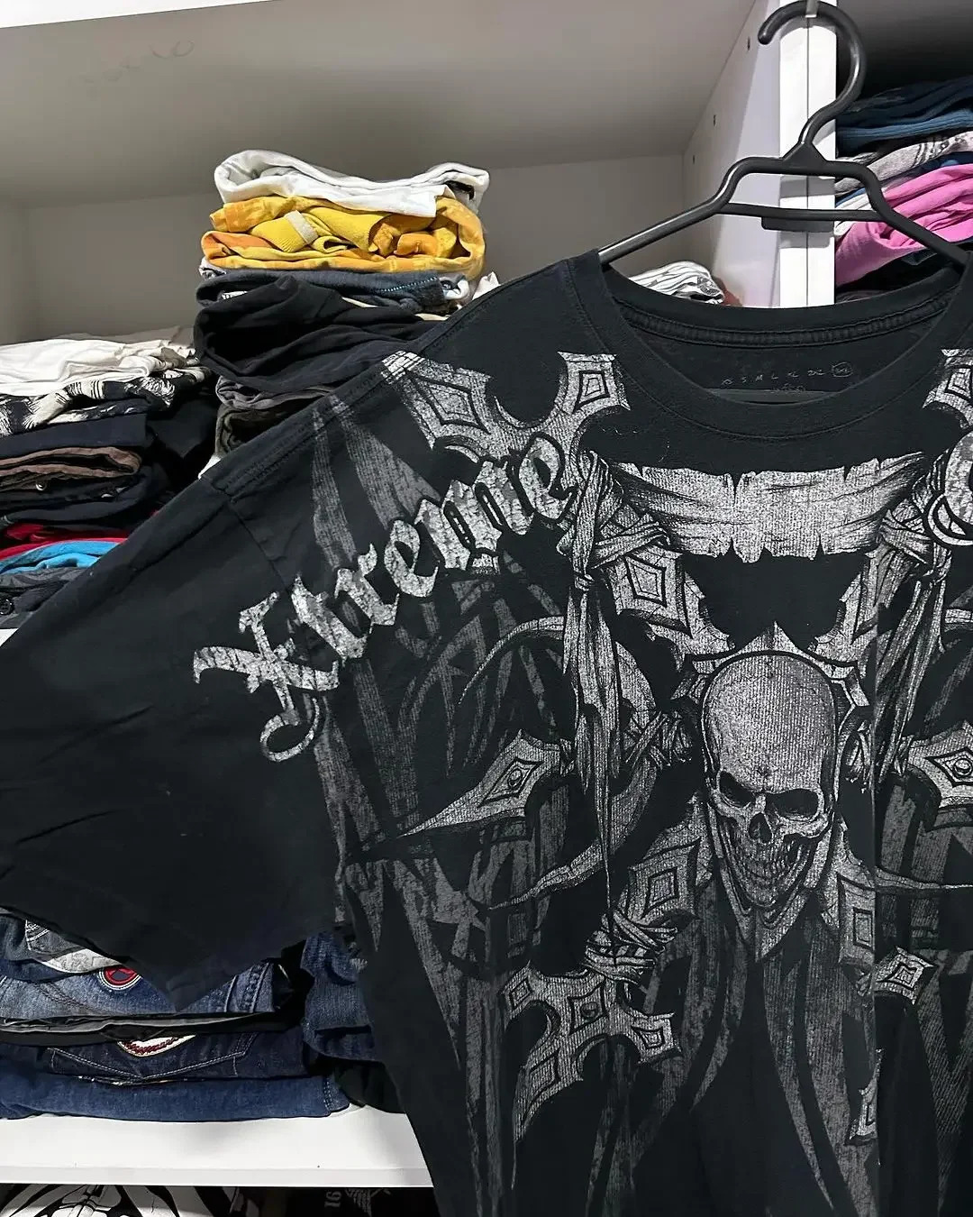 Harajuku Retro Hip Hop Y2K Tshirt Skull Pattern Oversized T shirt Mens Womens Short Sleeved Gothic Clothing Tops Streetwear 250320