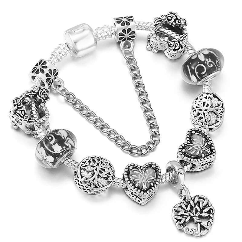 Authentic Silver Color Classic Snake Chain Charm Bangle & Bracelet Sterg Silver Plated Bracelets for Women Mother Men Jewelry