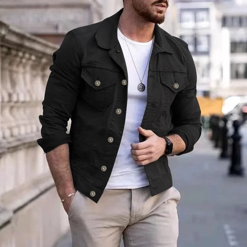 Hip hop mens denim jacket street clothing casual cotton classic ultrathin Ropa Para Hombre 250317