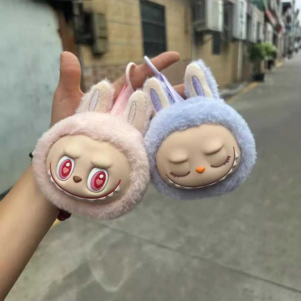 Labubu plush monster toy keychain PP cotton Kawaii plush doll keychain cartoon filled toy keyringXJ250319