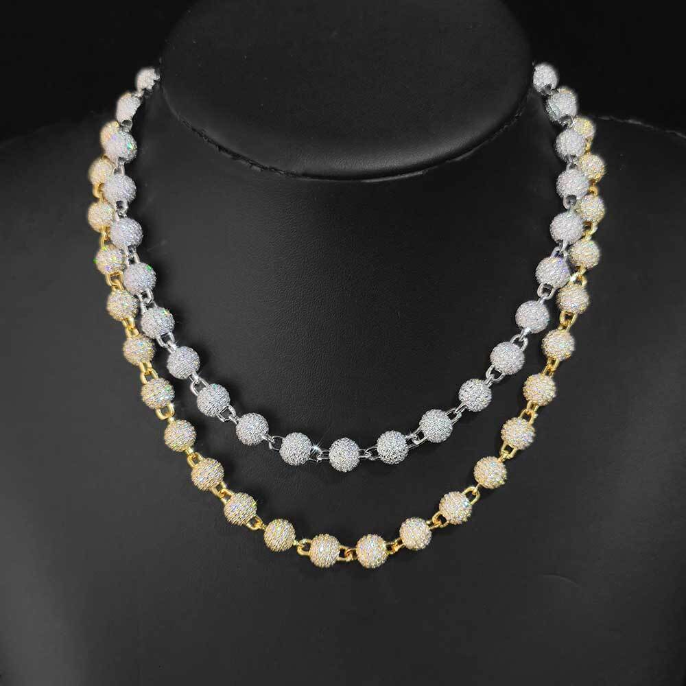 ESKEEM 8mm Ball Shape Link Chain For Women Accessories Iced Out Chain Micro Pave Cz Jewelry Full Diamond Round Bead Necklac
