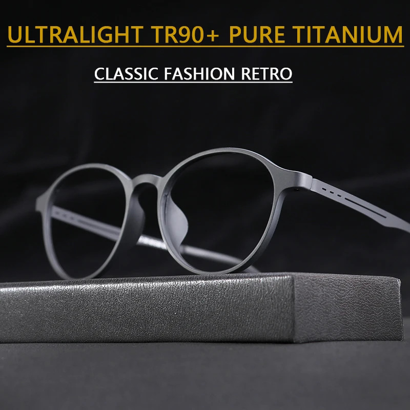 ultra light alloy TR90 Myopia retro round optical prescription glasses frame for men and women 250228