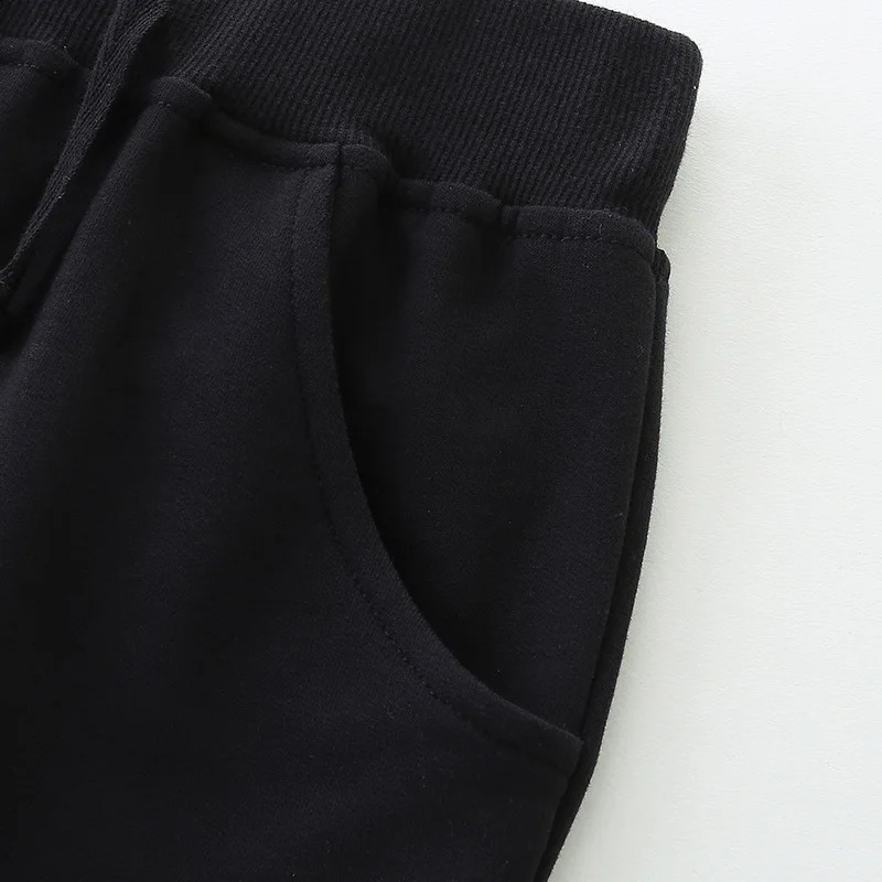 Single piece summer childrens shorts black pocket drawstring elastic 27Y 250312