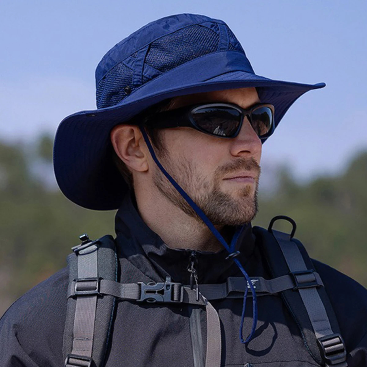 1PC Hollow Bucket Hat for Men Breathable UPF 50 Hiking Beach Foldable UV Protection Fishing Summer Safari Sun Cap Adjustable 250320